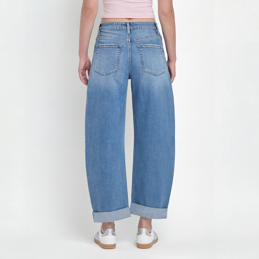Taylor cuffed High Rise Barrel Jean