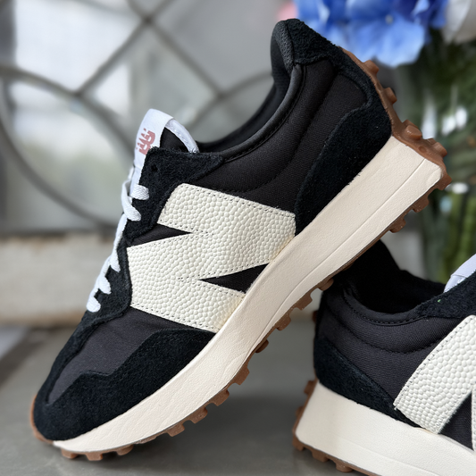 New Balance 327 Black White Gum Women's