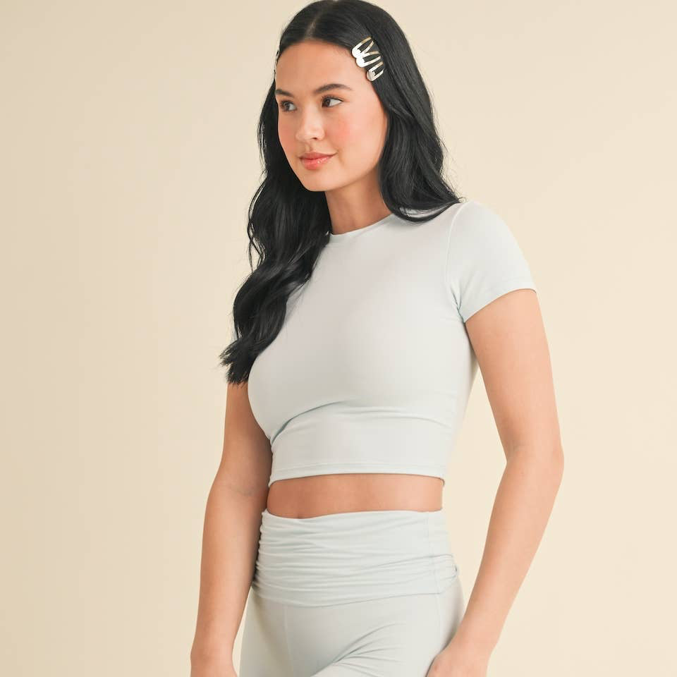 Lydia Soft Knit Tee: Sky Blue