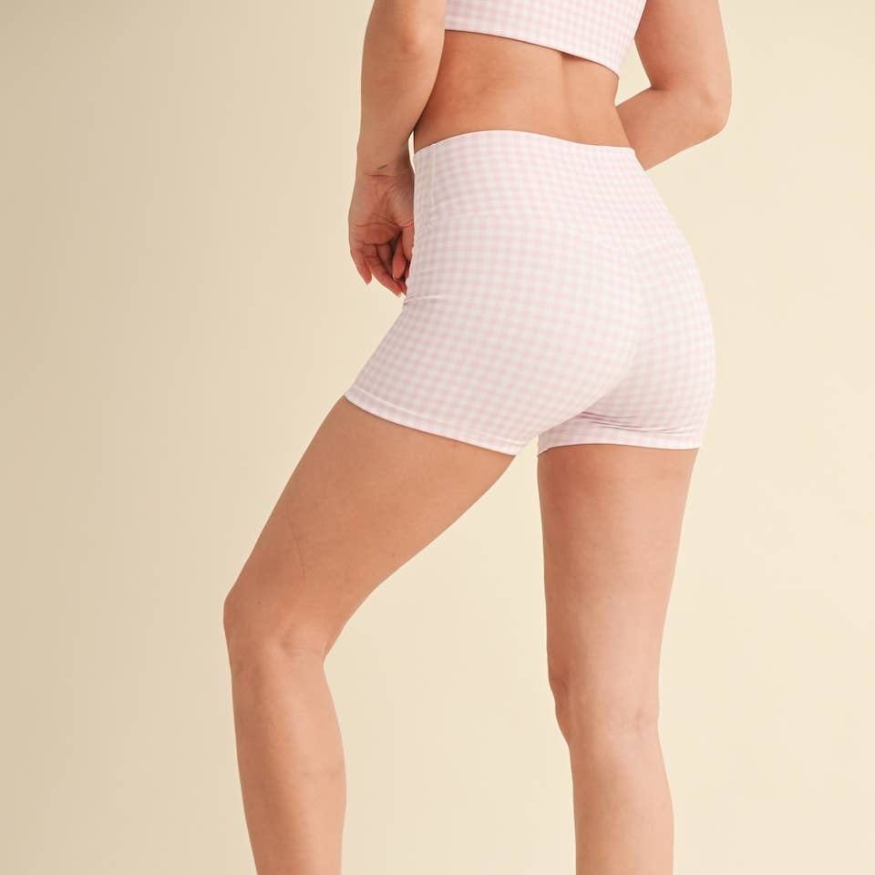 Aaliyah Biiker Shorts: Pink Gingham