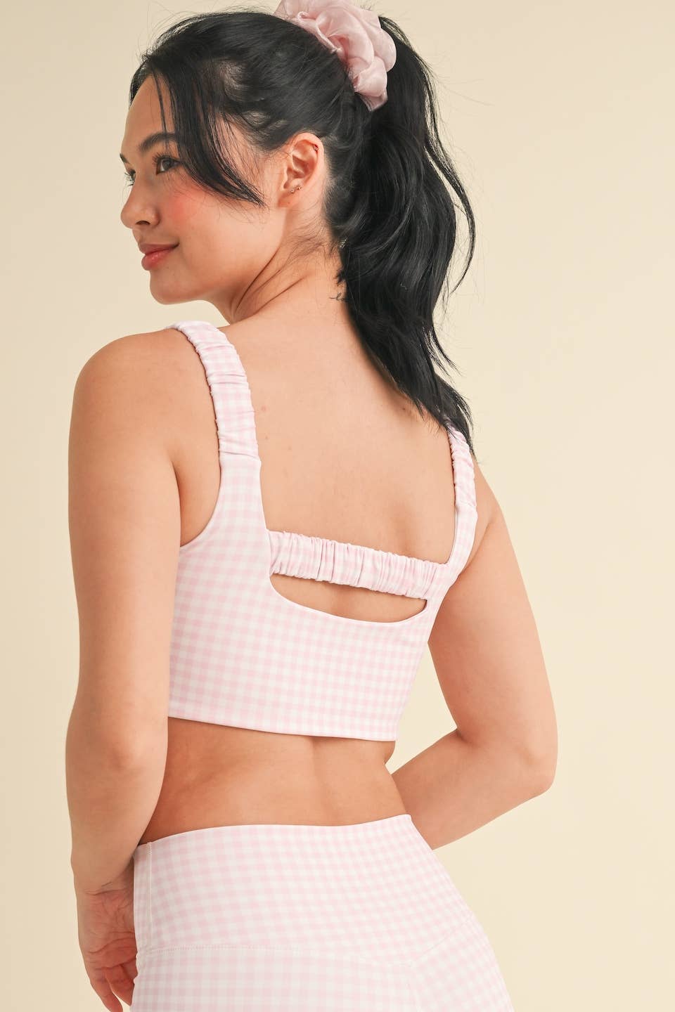 Aria Gingham Top: Pink Gingham