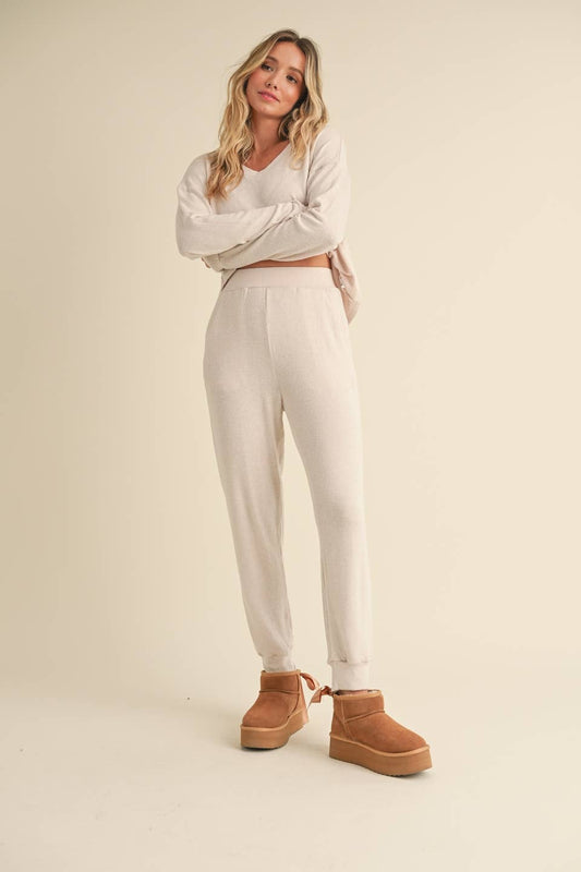 Kelly Long Sleeve Top: Beige