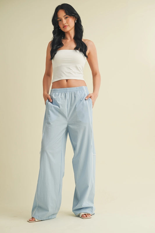 Channing Nylon Track Pants: Sky Blue