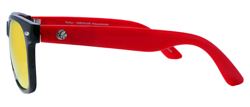 Nostalgic - Gloss Black Front + Red Temple / Smoke + Red Mirror