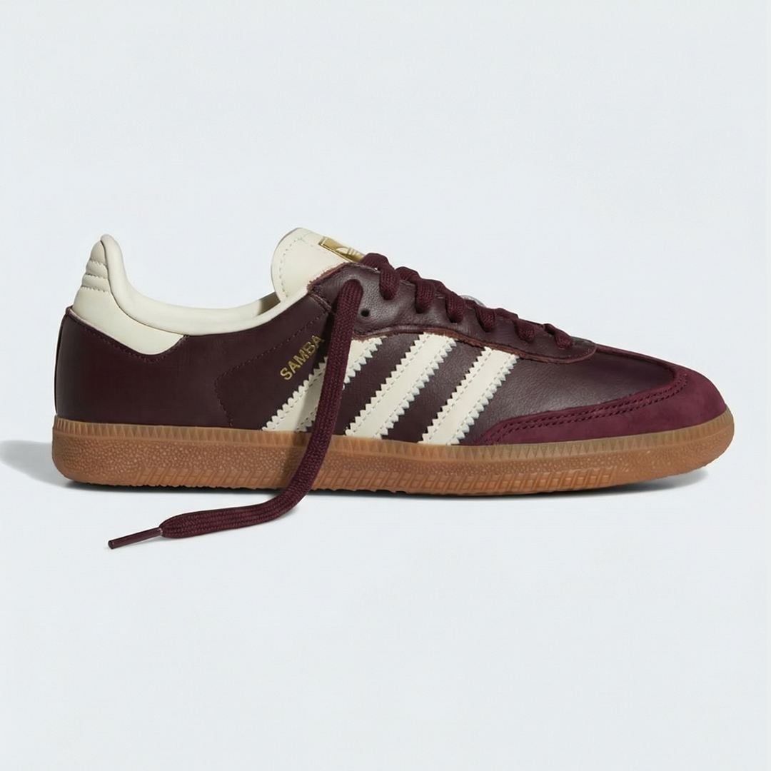 adidas Samba OG Maroon Gold Metallic Women's – Lilac Blonde