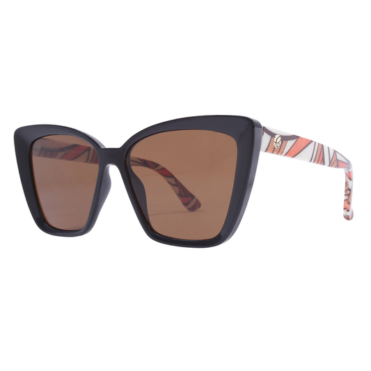 Vail - Gloss Black Front + Brown/Orange Swirl Temple / Brown