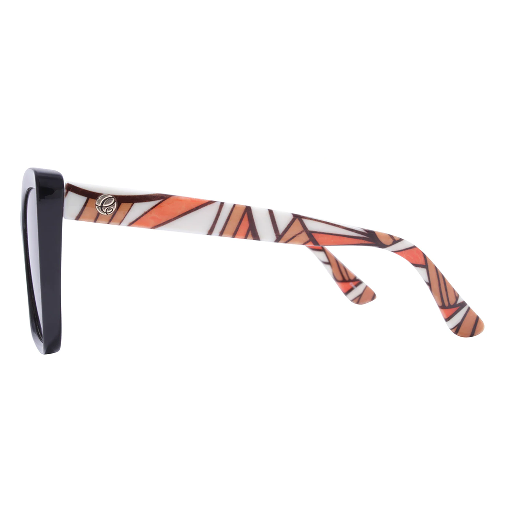 Vail - Gloss Black Front + Brown/Orange Swirl Temple / Brown