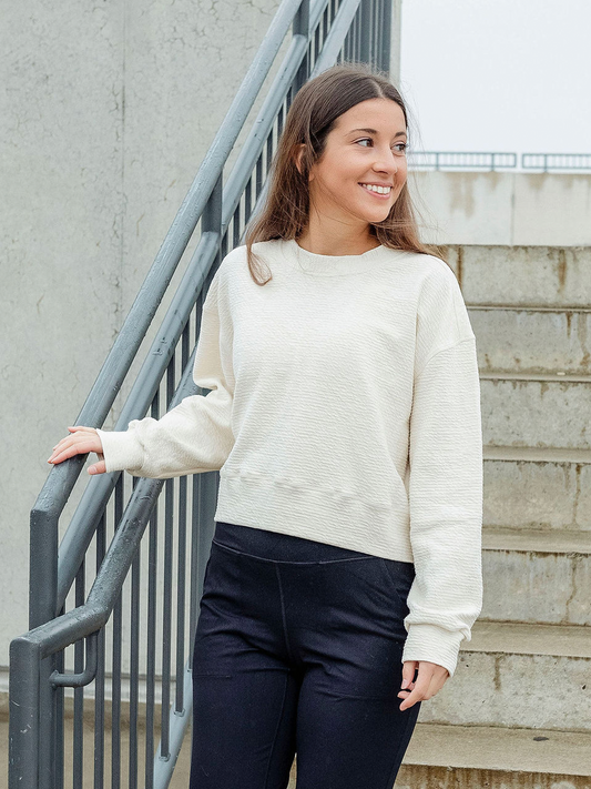 The Lindsay Off-White Crop Crewneck