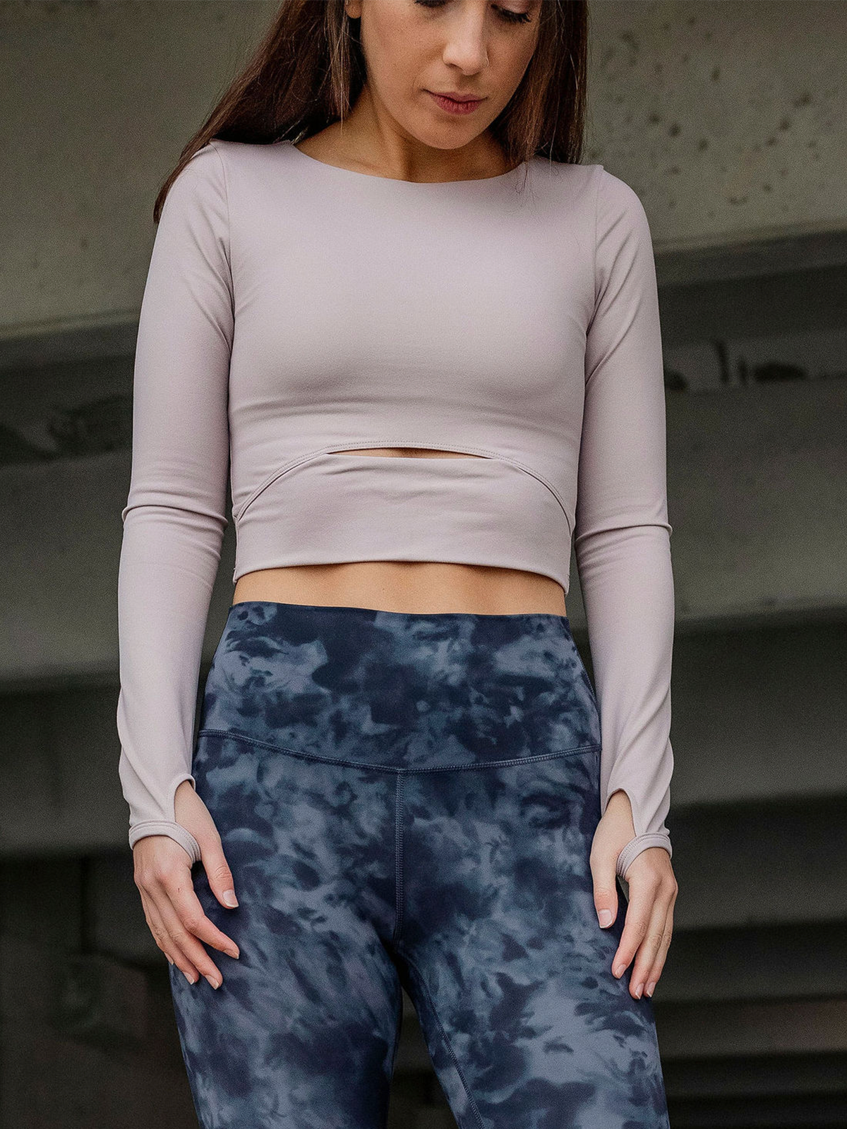 The Abi Dusty Pink Long Sleeve Crop