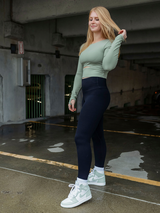 The Abi Pale Green Long Sleeve Crop