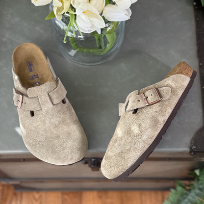 Birkenstock Boston Soft Footbed Suede Taupe