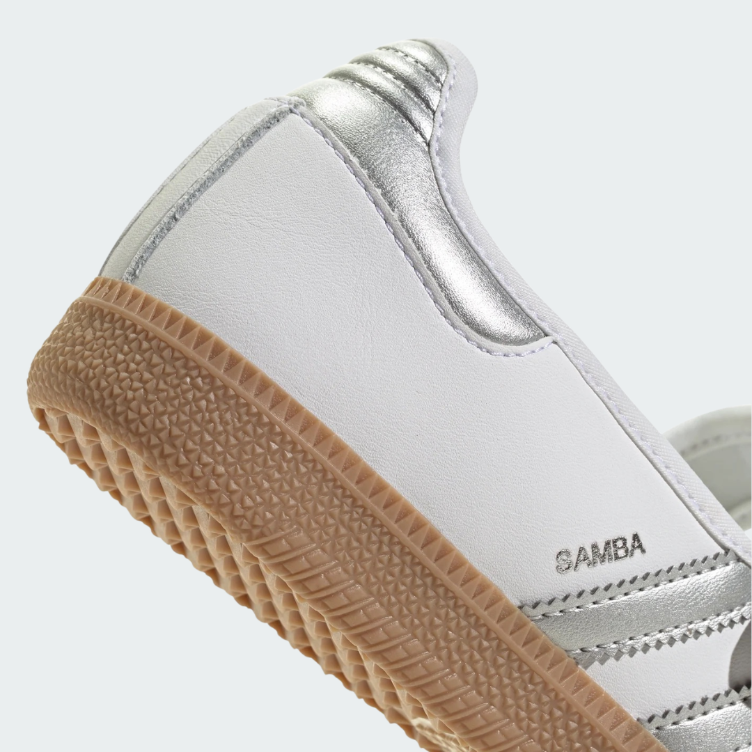 adidas Samba Jane White Silver Metallic Women's