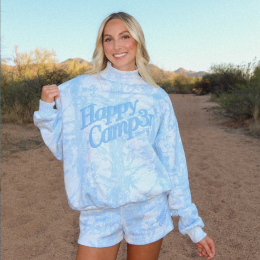 Happy Camp3r - Soft Blue Camo Mockneck Crew