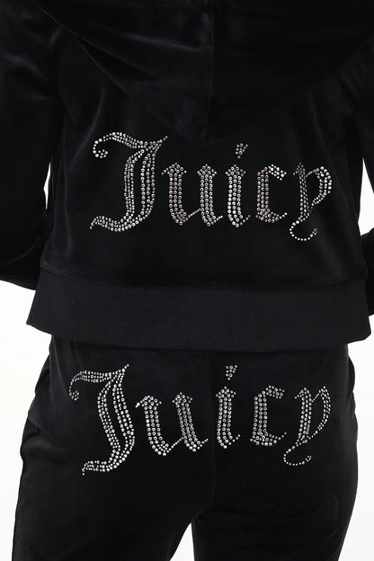 Juicy Couture - OG Big Bling Velour Hoodie: Liquorice