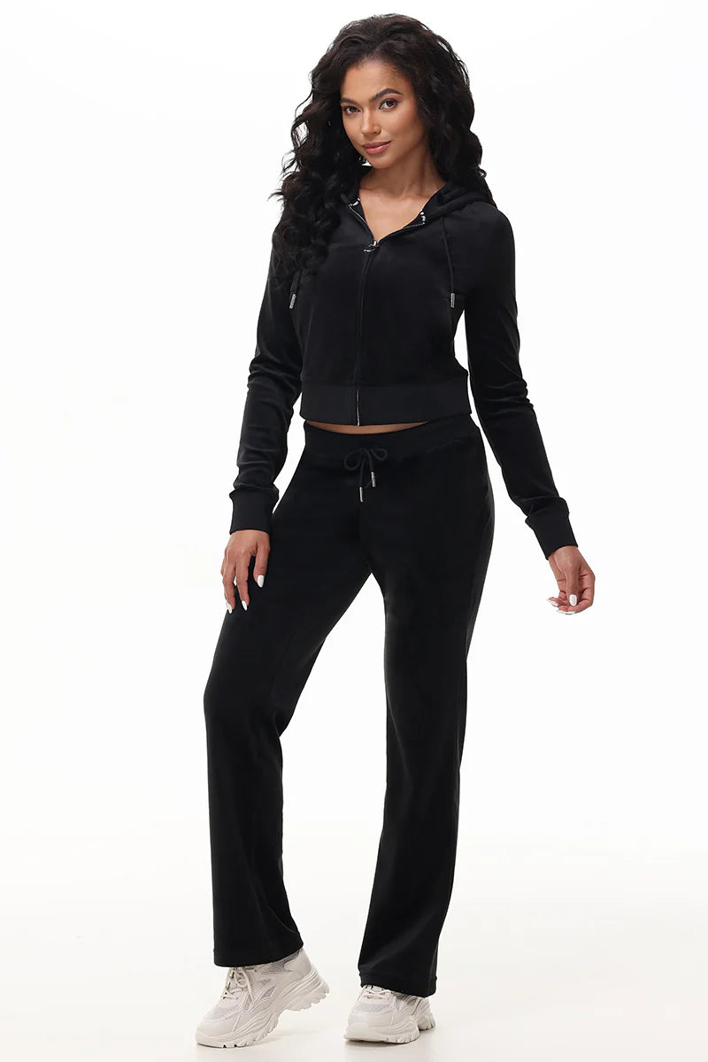 Juicy Couture - OG Big Bling Velour Hoodie: Liquorice