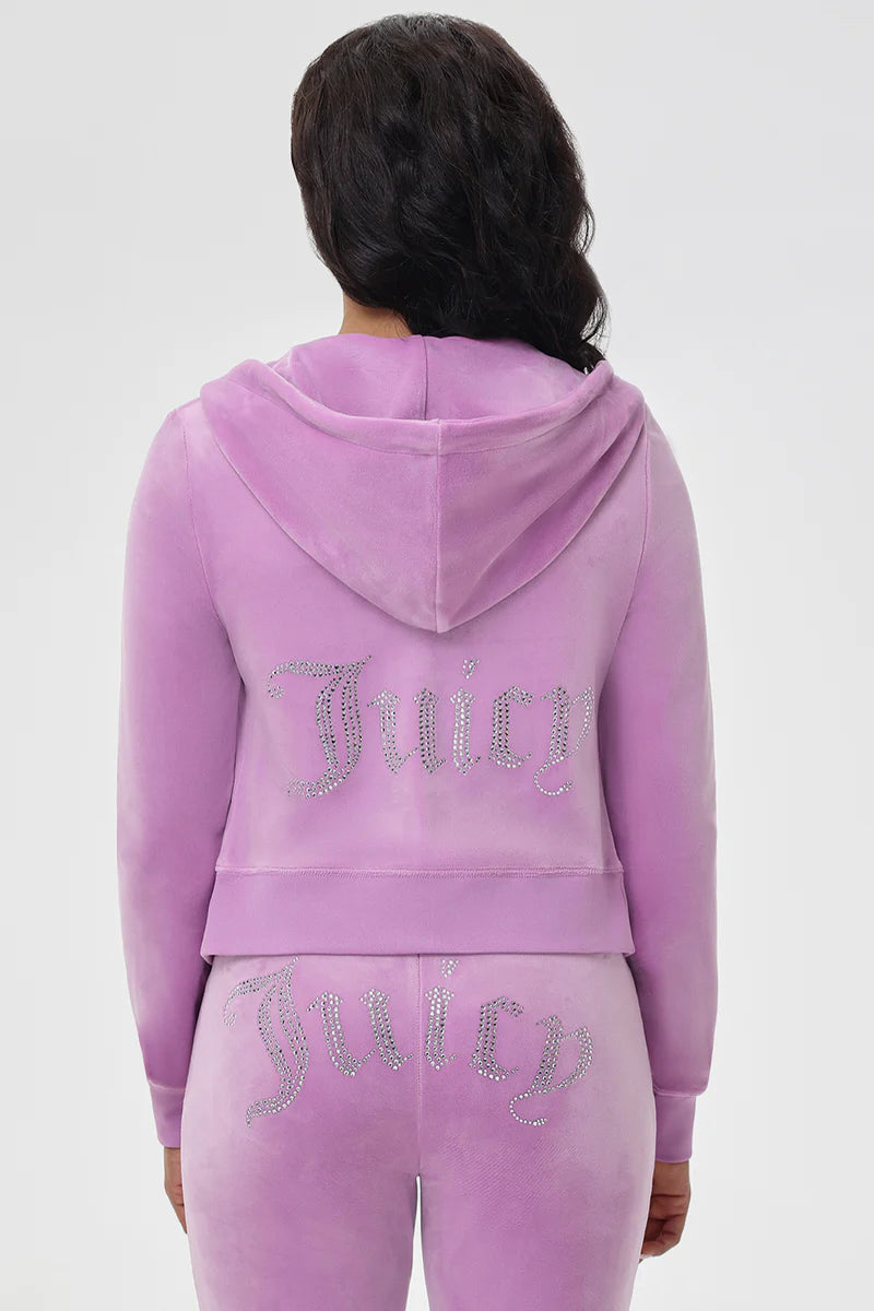 Juicy Couture - OG Big Bling Velour Hoodie: Violet Tulle