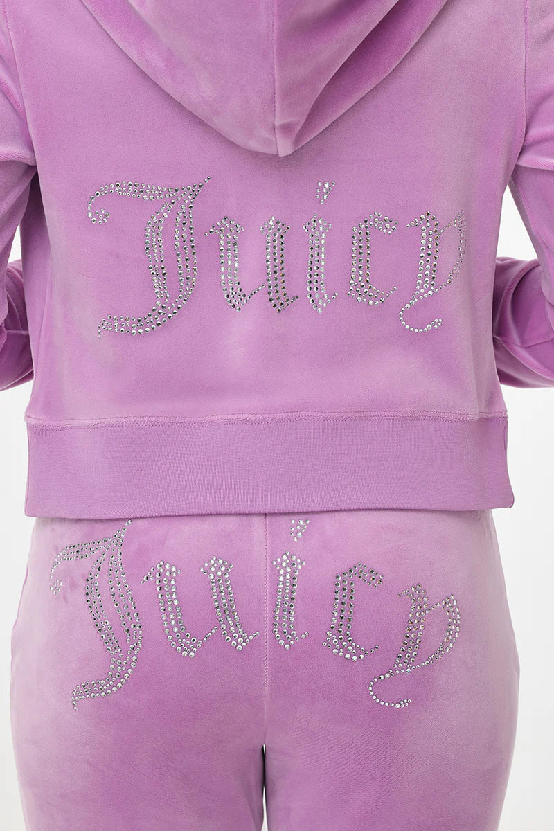 Juicy Couture - OG Big Bling Velour Hoodie: Violet Tulle