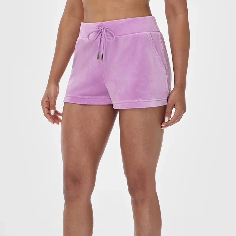 Juicy Couture - Big Bling Velour Track Shorts : Violet Tulle
