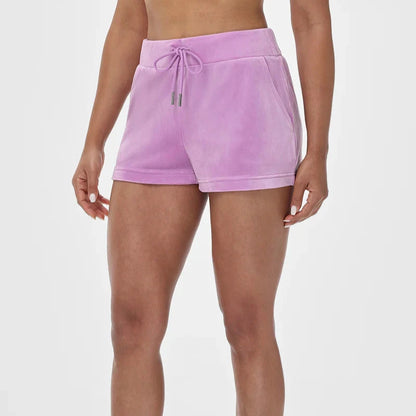 Juicy Couture - Big Bling Velour Track Shorts : Violet Tulle
