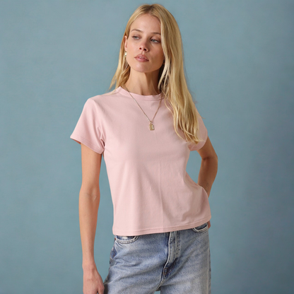 Olivia Cotton Crew Tee: Petal