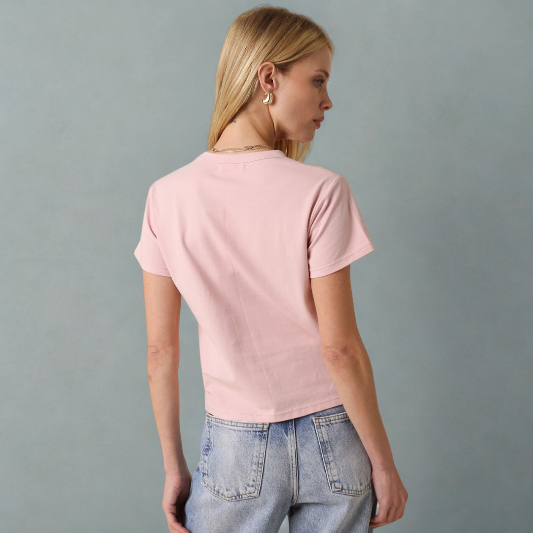 Olivia Cotton Crew Tee: Petal