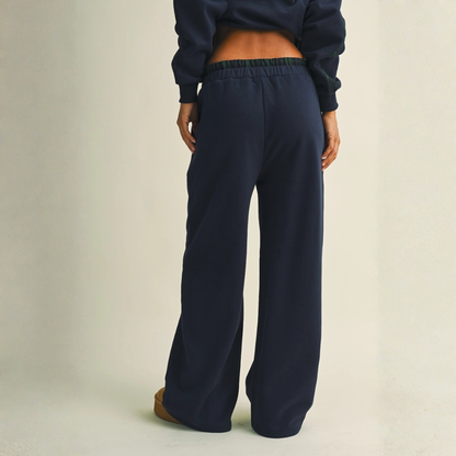 Laura Wide Leg Sweats: Navy