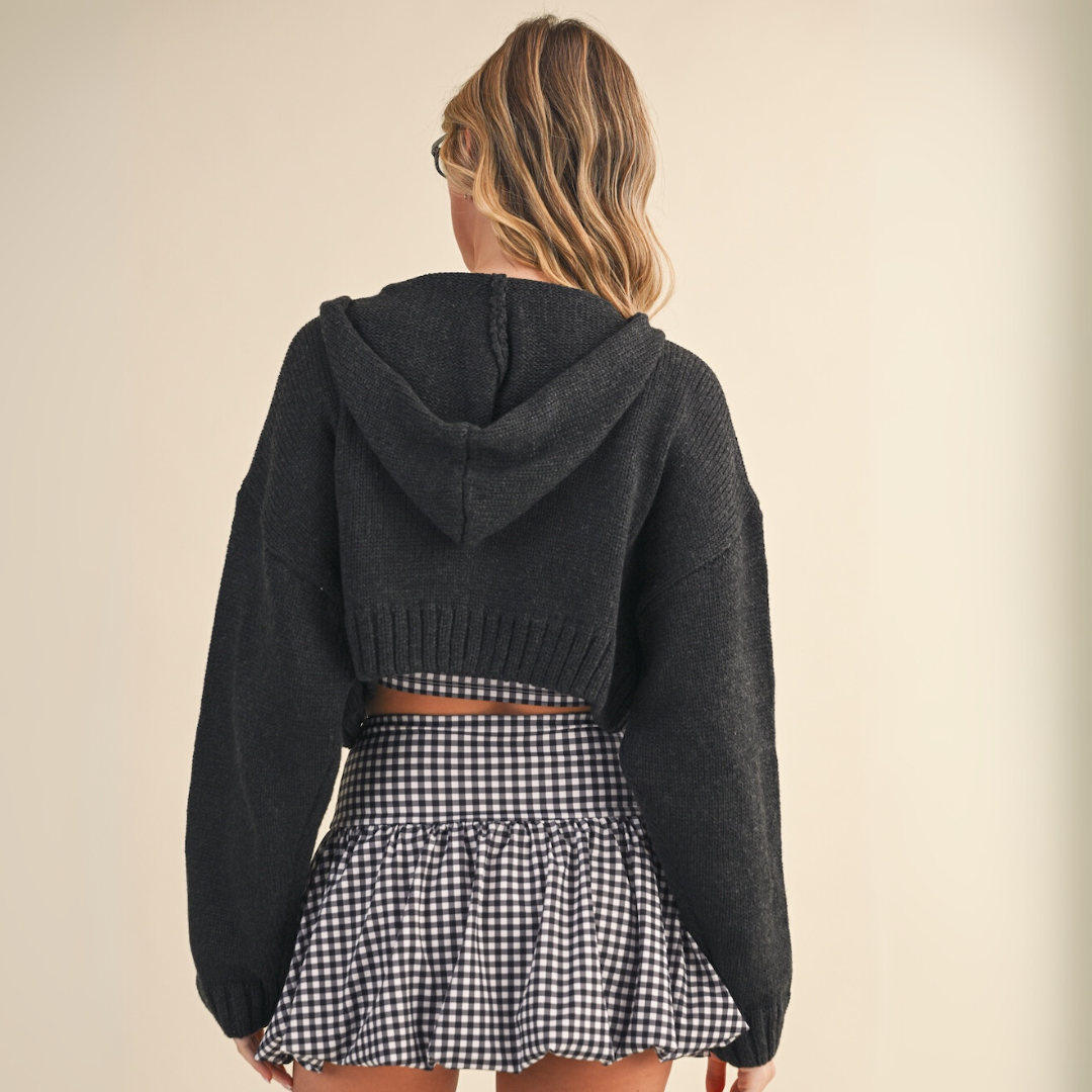 Emilia Knit Hoodie: Black