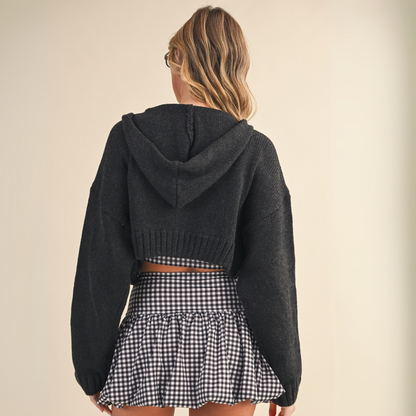 Emilia Knit Hoodie: Black