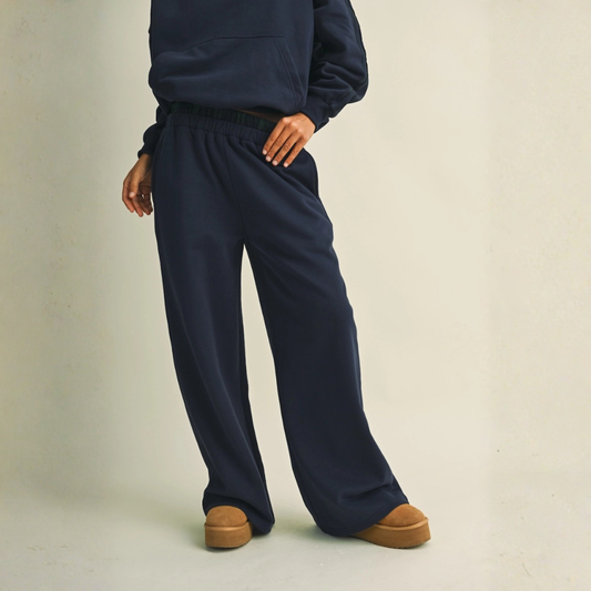 Laura Wide Leg Sweats: Navy