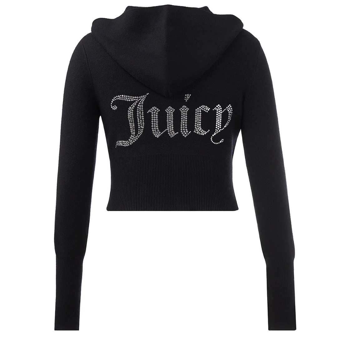 Juicy Couture - Big Bling Knit Hoodie: Liquorice