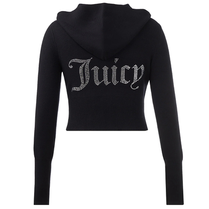Juicy Couture - Big Bling Knit Hoodie: Liquorice