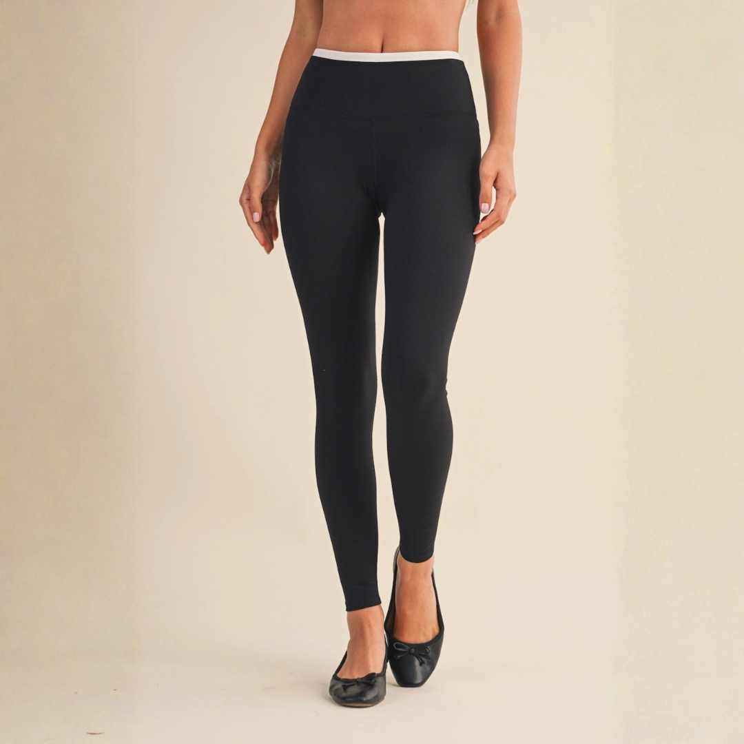Keeley Contrast Leggings: Black