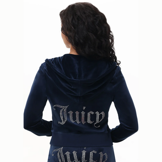 Juicy Couture - OG Big Bling Velour Hoodie: Royal Blue