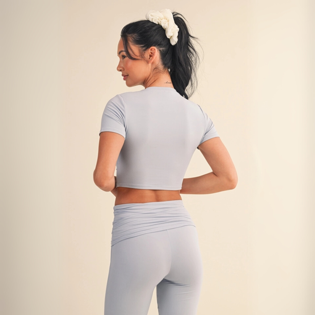 Lydia Soft Knit Tee: Powder
