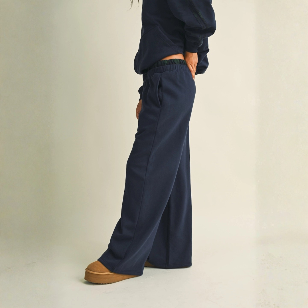 Laura Wide Leg Sweats: Navy