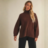 Brooklyn Mock Neck Sweater: Chocolate