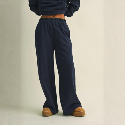 Laura Wide Leg Sweats: Navy