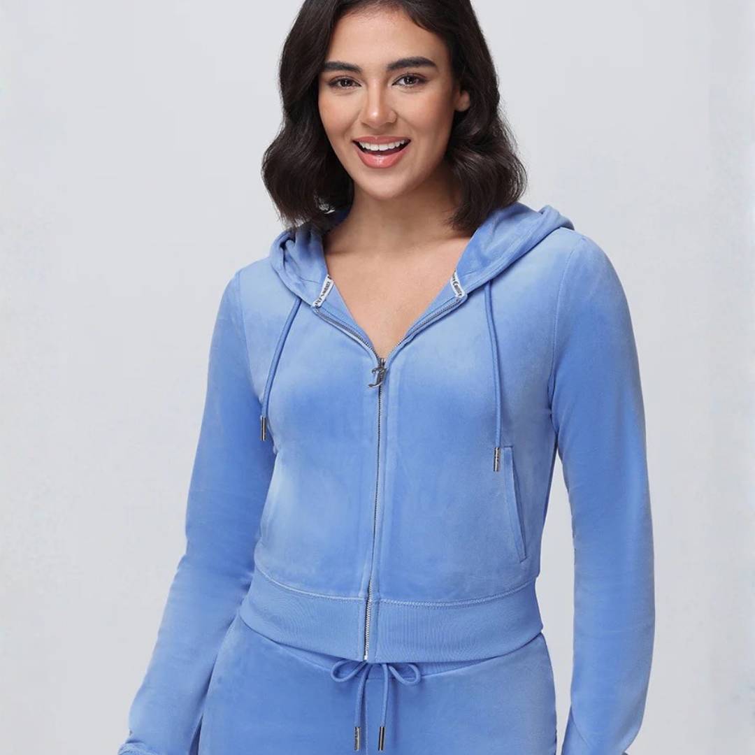 Juicy Couture - OG Big Bling Velour Hoodie: Granada Sky