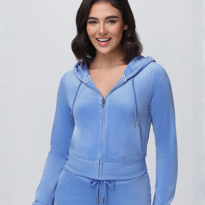 Juicy Couture - OG Big Bling Velour Hoodie: Granada Sky