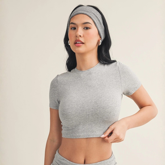 Lydia Soft Knit Tee: Heather Grey