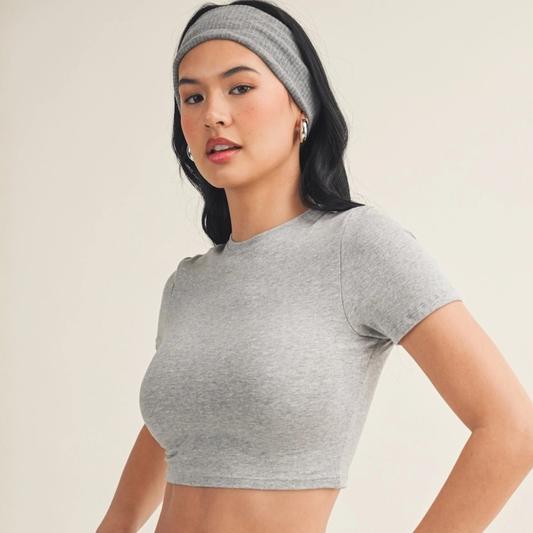 Lydia Soft Knit Tee: Heather Grey