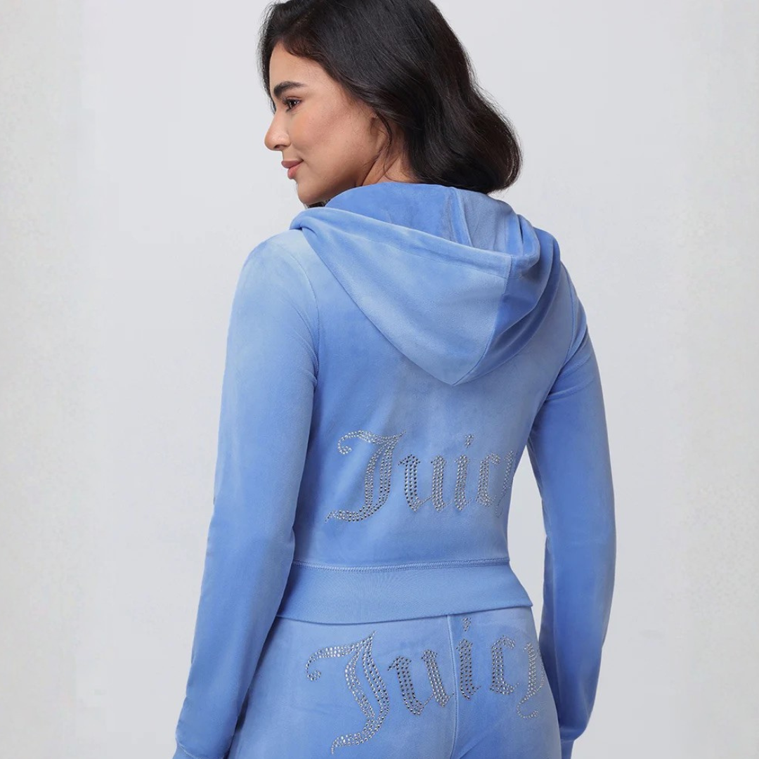 Juicy Couture - OG Big Bling Velour Hoodie: Granada Sky
