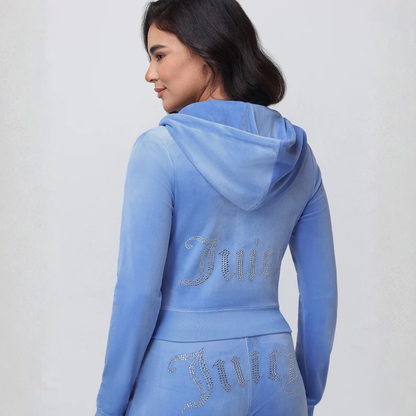 Juicy Couture - OG Big Bling Velour Hoodie: Granada Sky
