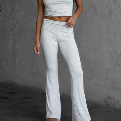 The Off Duty Foldover Pant: Heather Grey