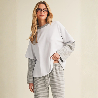 Emilia Oversized Layered Tee: White