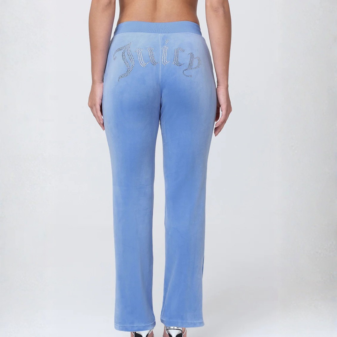 Juicy Couture - OG Big Bling Velour Track Pants: Granada Sky