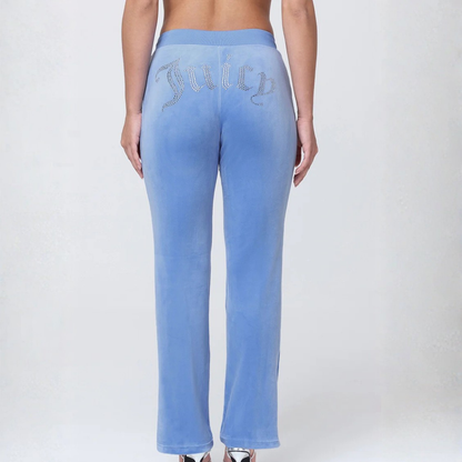 Juicy Couture - OG Big Bling Velour Track Pants: Granada Sky