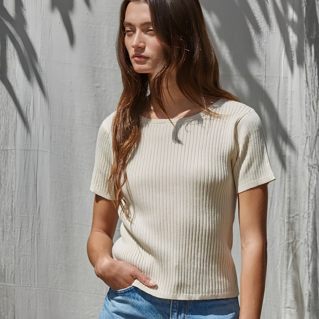 Ramie Cotton Ribbed Tee