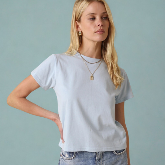 Olivia Cotton Crew Tee: Blue Haze