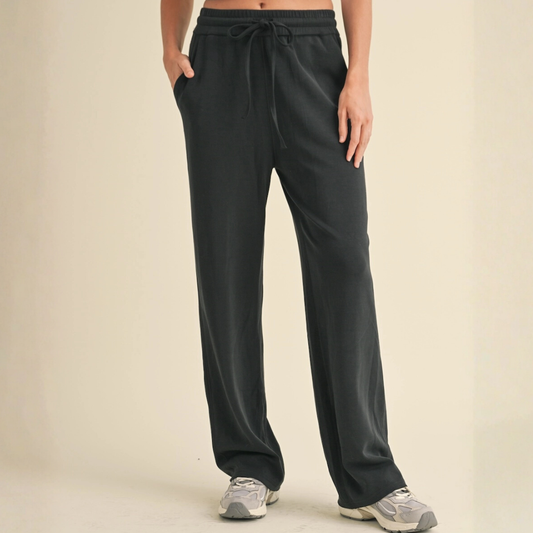 Zada Super Soft Wide Leg Sweats: Black